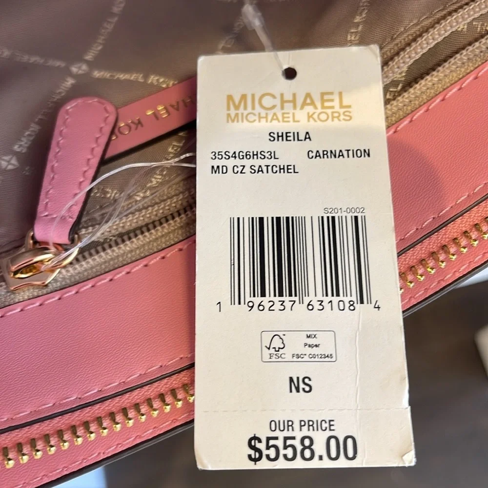 MICHAEL KORS
Sheila Medium CZ Faux Saffiano Leather Satchel Crossbody 
NWT - Picture 14 of 16